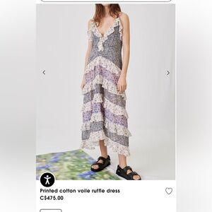 Maje Printed cotton voile ruffle dress - never worn; no tags